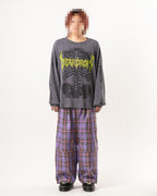 SKULL PRINT WAFFLE LONG SLEEVE TEE