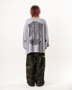 SKULL PRINT WAFFLE LONG SLEEVE TEE