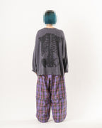 SKULL PRINT WAFFLE LONG SLEEVE TEE