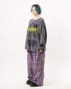SKULL PRINT WAFFLE LONG SLEEVE TEE