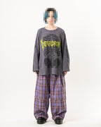 SKULL PRINT WAFFLE LONG SLEEVE TEE