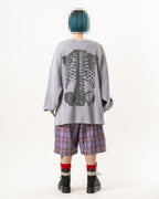 SKULL PRINT WAFFLE LONG SLEEVE TEE